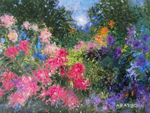 Dahlias in the Garden by David Arathoon